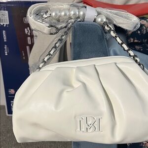 Badgley Mischka White Clutch with Chain Detail